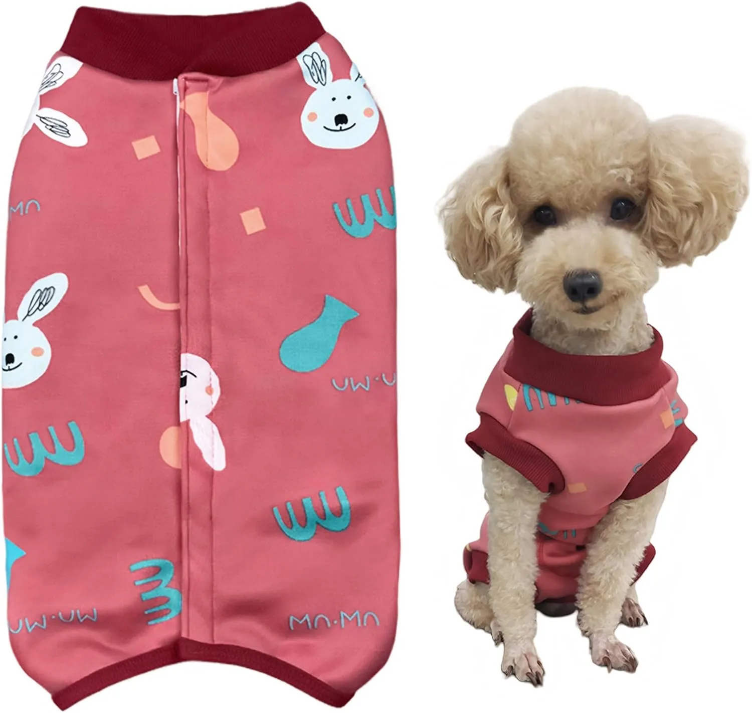 Red Recovery Suit - Post Surgery Shirt for Puppy, Winter Fleece Wound Protective Clothes, Warm Dog Vest, Windproof, Spay Recovery Suit(Red-XS)