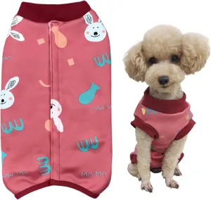 Red Recovery Suit - Post Surgery Shirt for Puppy, Winter Fleece Wound Protective Clothes, Warm Dog Vest, Windproof, Spay Recovery Suit(Red-XS)