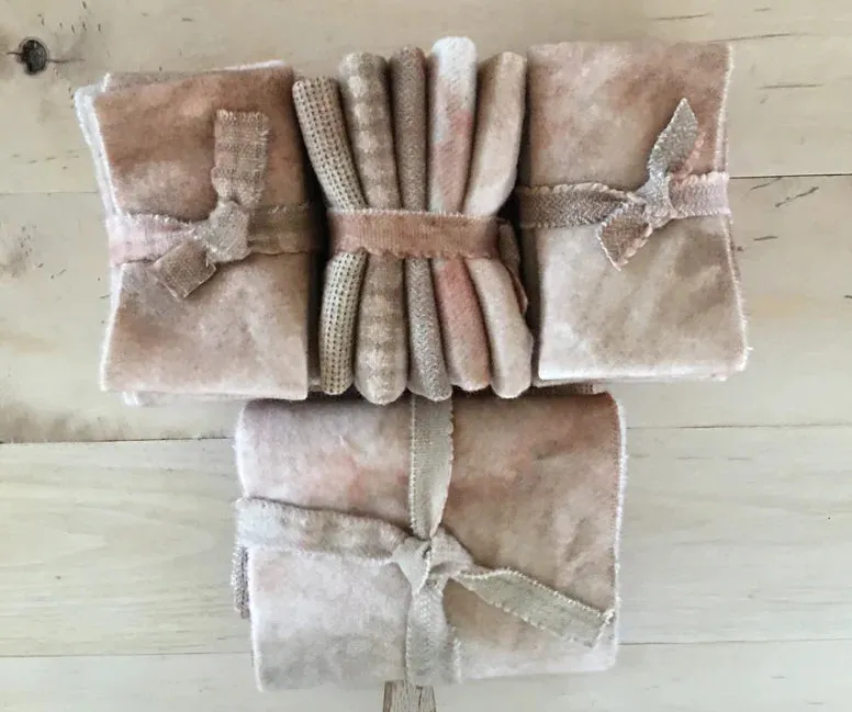 ROASTED NUTS Hand Dyed Wool Bundle for Primitive Wool Applique and Rug Hooking