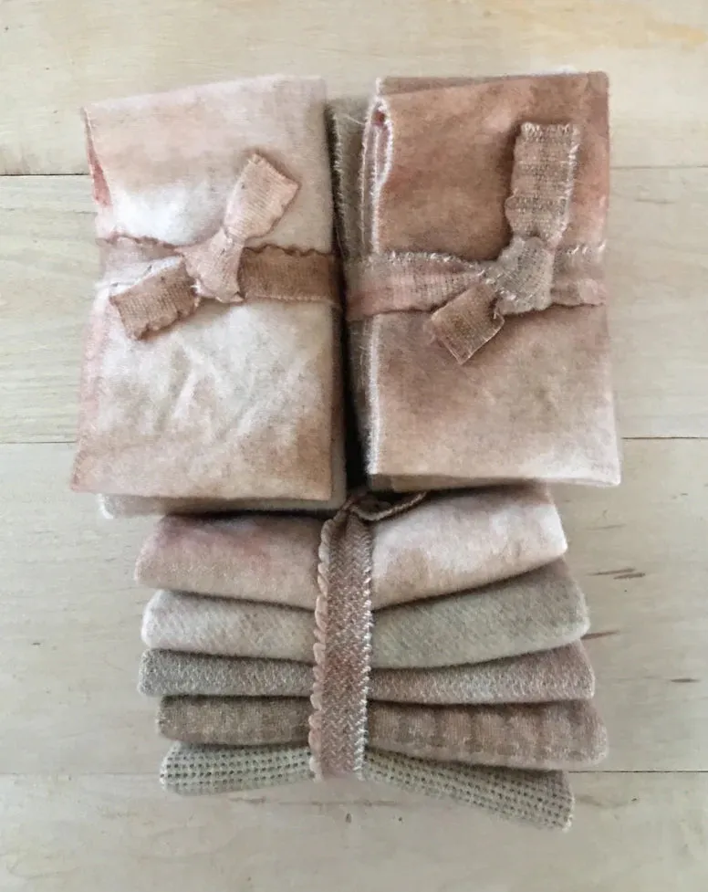 ROASTED NUTS Hand Dyed Wool Bundle for Primitive Wool Applique and Rug Hooking