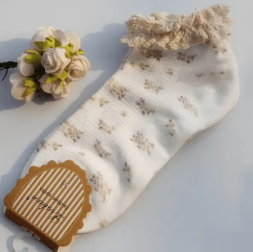 Sale Vintage Floral Curly Edge Lolita Socks