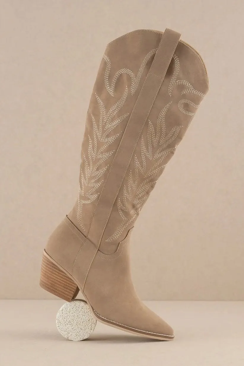 Samara Knee High Cowboy Boots: Cedarwood