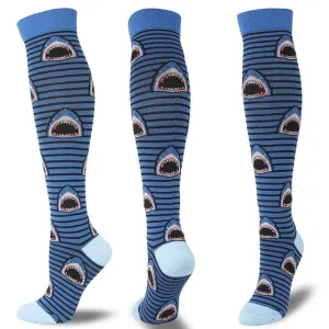 Sharky Long Socks - Blue