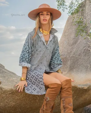 Shirt Woman Longsleeve Piratechic / Cotton Popeline - STARLIGHT