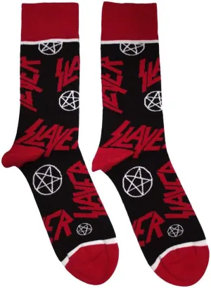 Slayer Band Logo And Pentegram Ankle Socks Size One Size