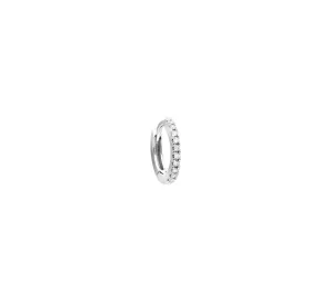 Stone Pavée white gold tiny hoop
