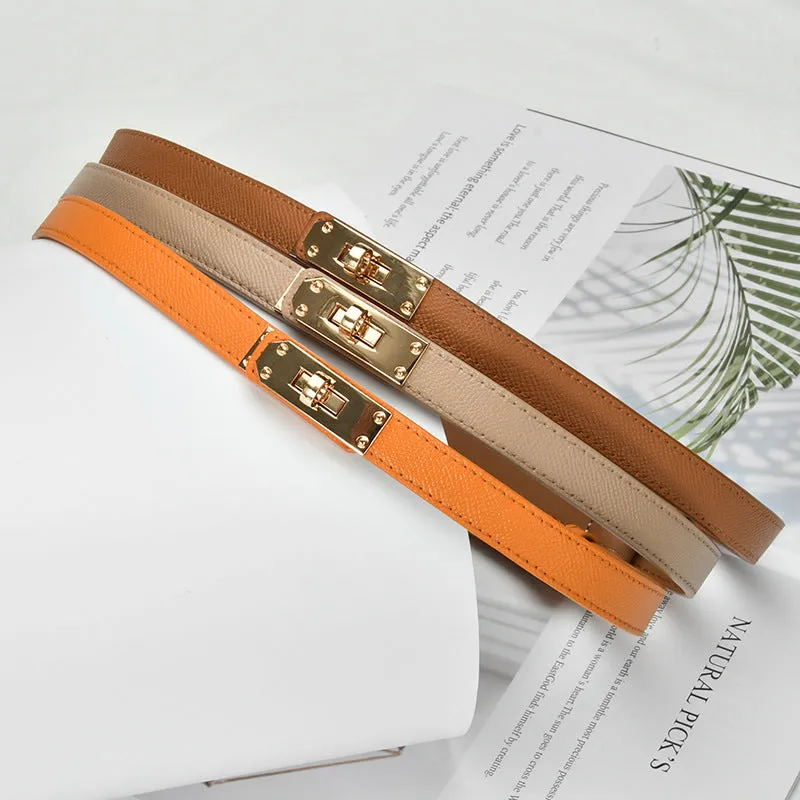 Thin Belt Women's Genuine Leather Korean Fashion Girdle Thin Belt Women's with Dress Decoration