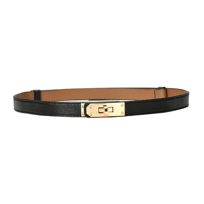 Thin Belt Women's Genuine Leather Korean Fashion Girdle Thin Belt Women's with Dress Decoration