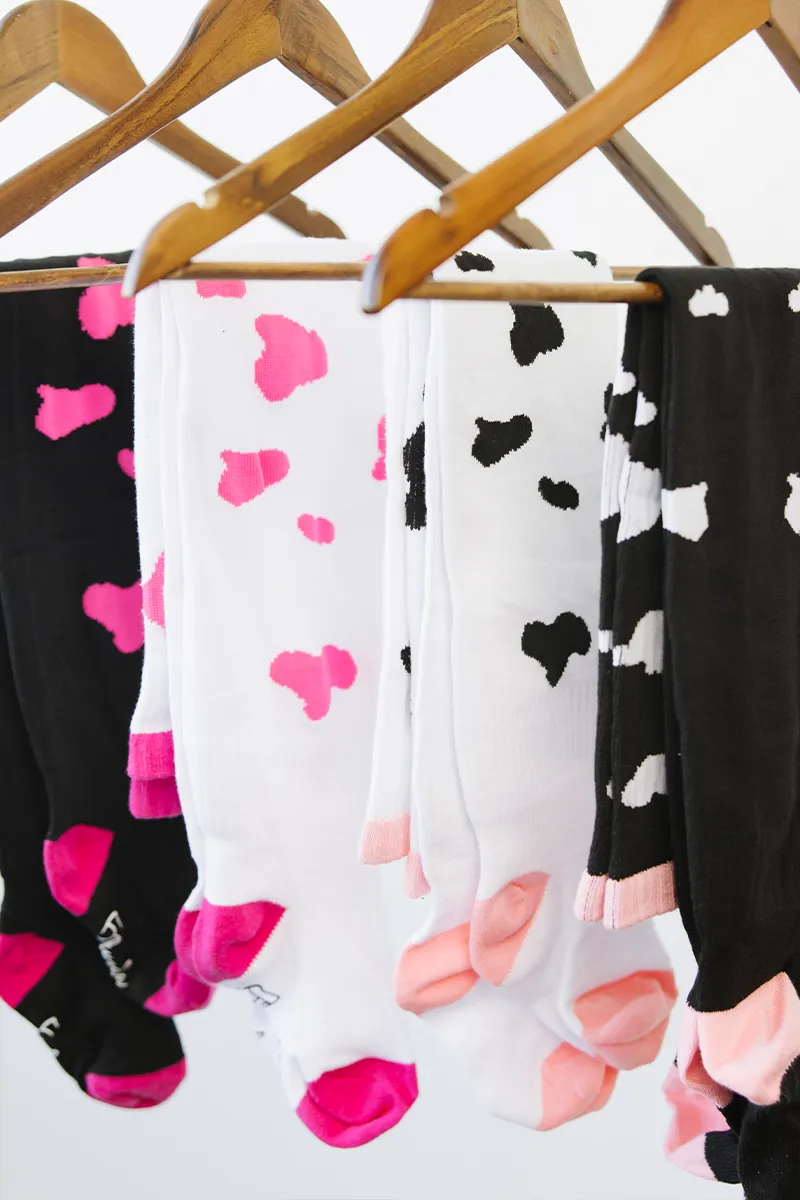 Thunda Tūbbies - Cow Print (Black w/Neon Pink Spots)