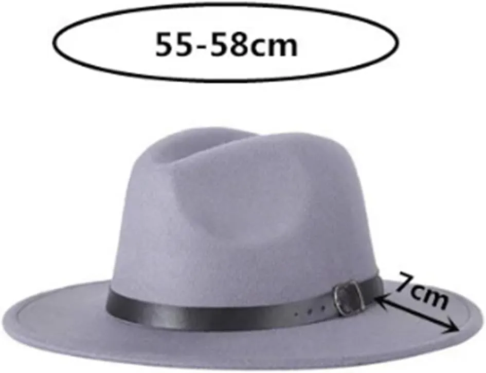 Unisex Fashion Fedoras Hat Wide Brim Belt Woolen Blend Cap Women's Outdoor Casual Sun Hat Men's Jazz Hat
