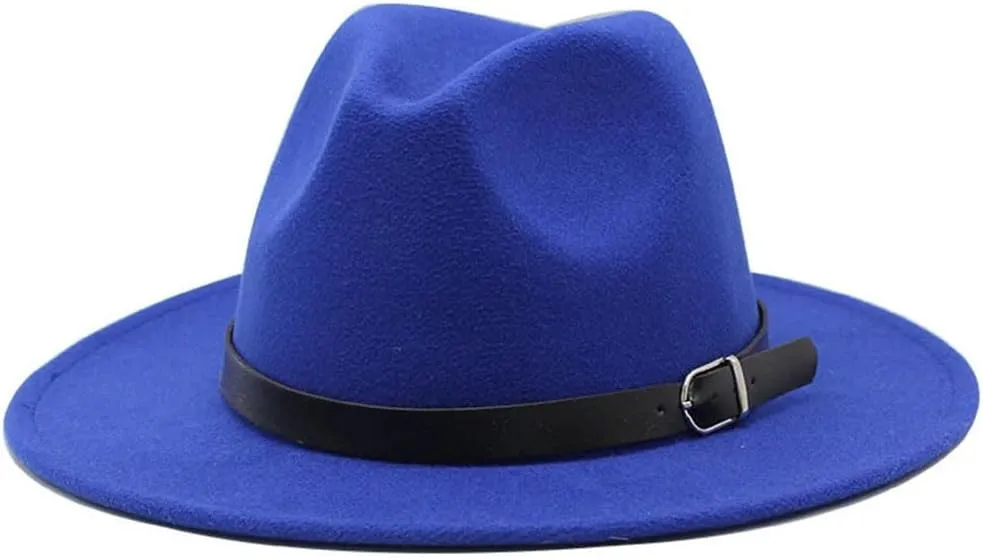 Unisex Fashion Fedoras Hat Wide Brim Belt Woolen Blend Cap Women's Outdoor Casual Sun Hat Men's Jazz Hat