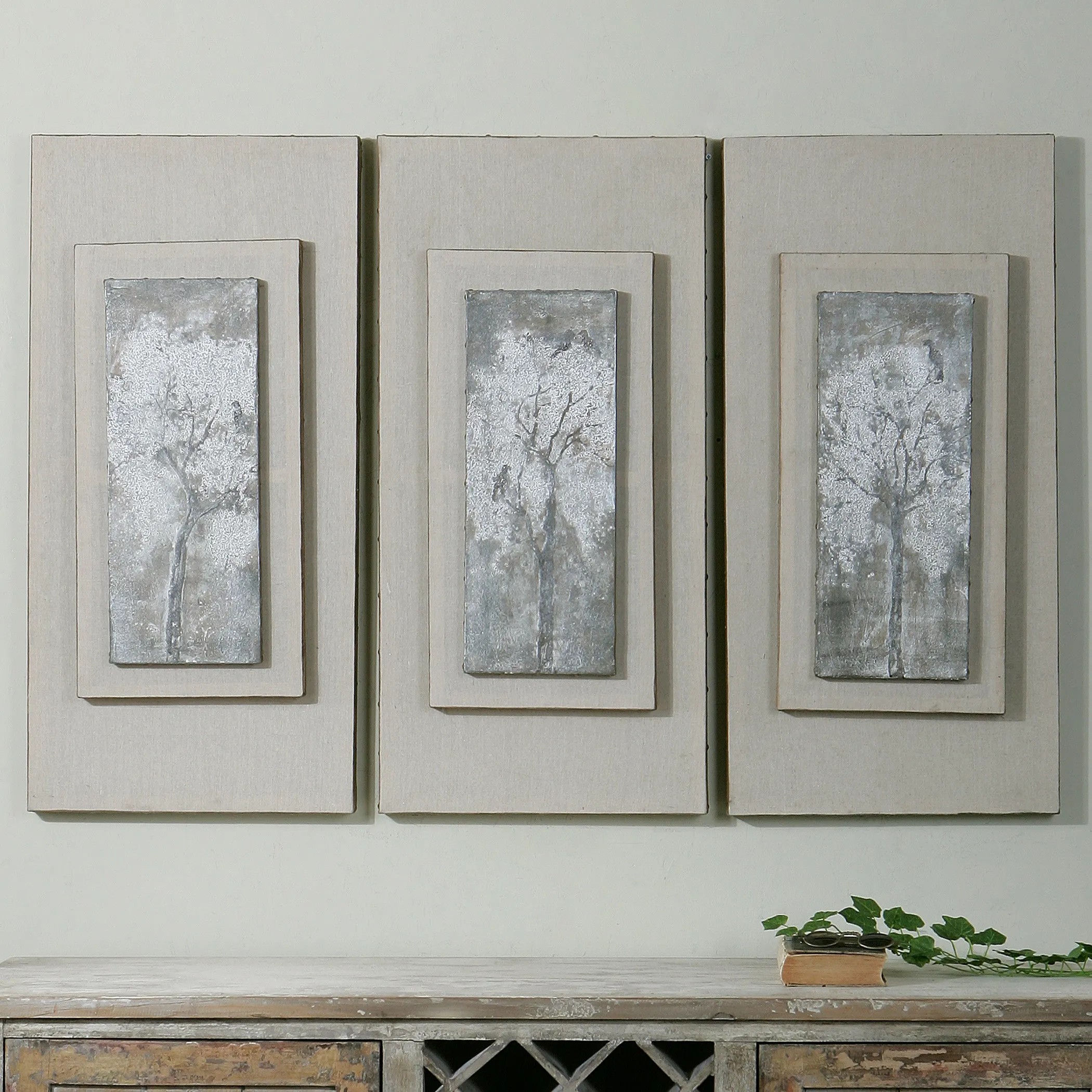 Uttermost Triptych Trees Hand Painted Art Set/3