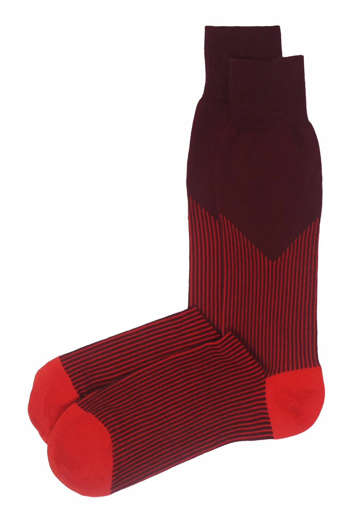 V-Stripe Men's Socks -  Burgundy