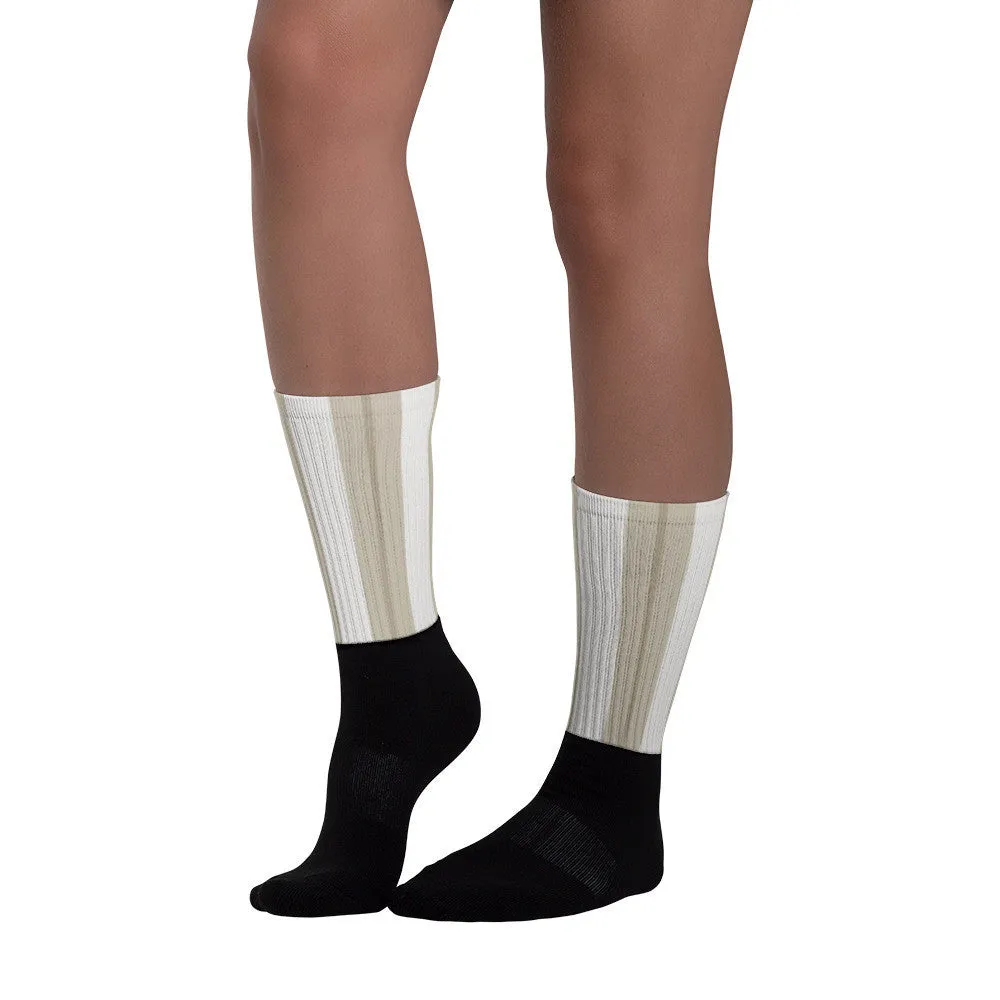 Windrush Tan & Off White Black foot socks by Robert Bowen
