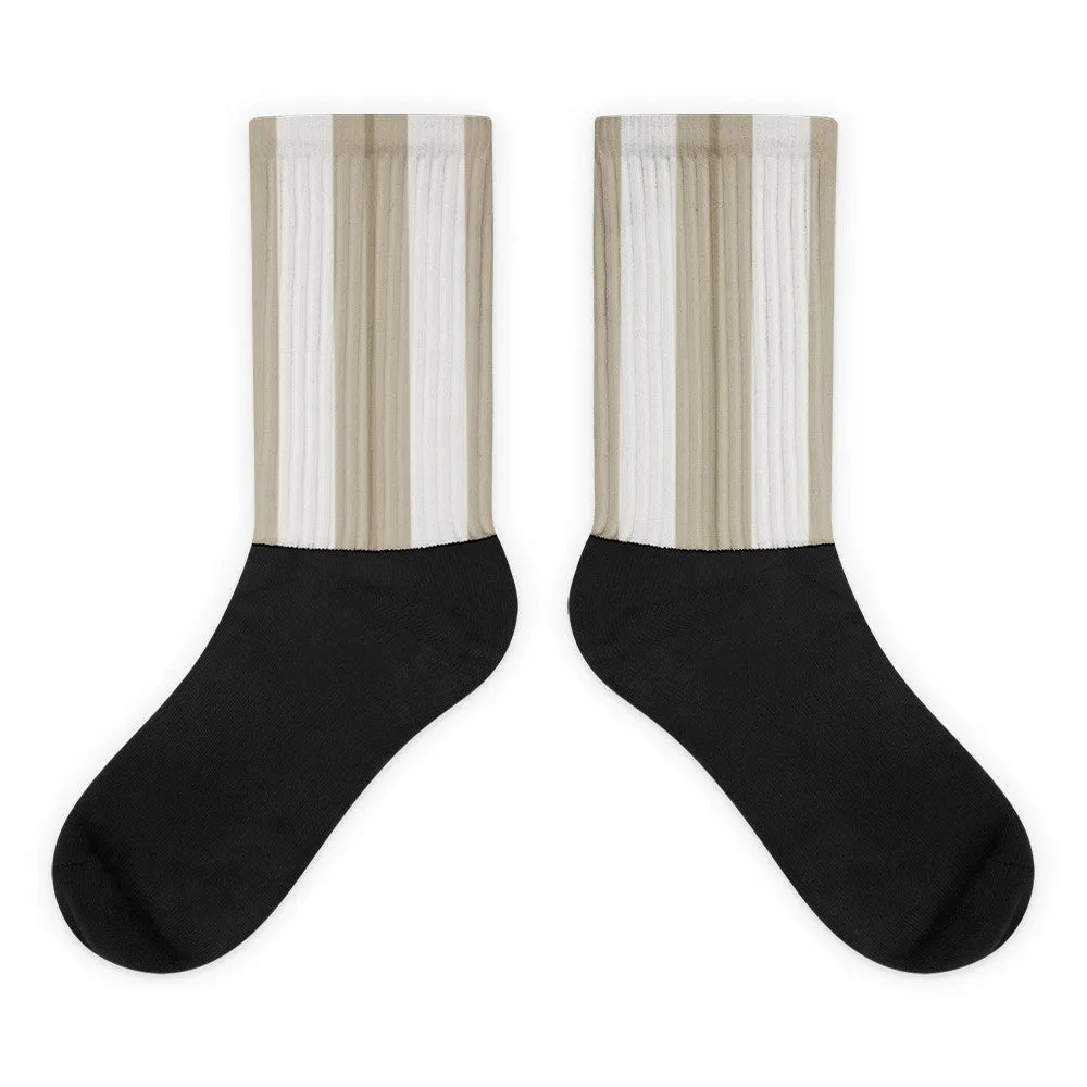 Windrush Tan & Off White Black foot socks by Robert Bowen