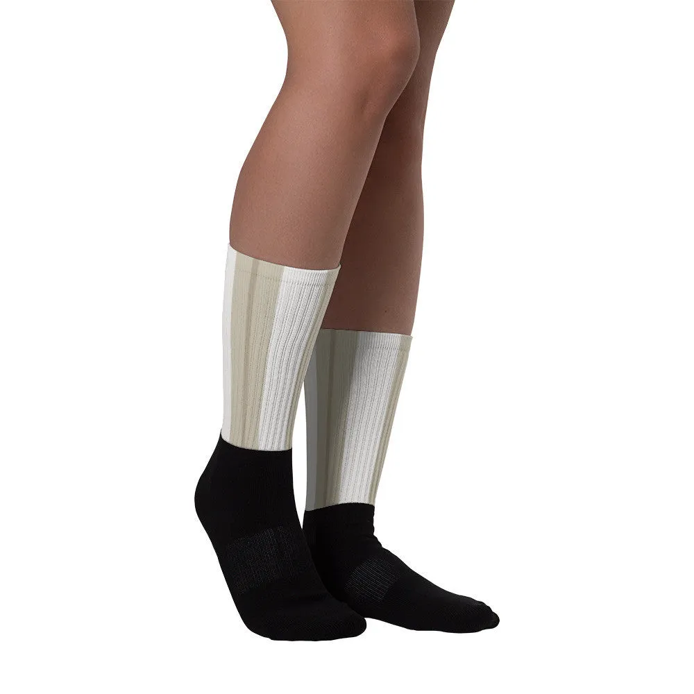 Windrush Tan & Off White Black foot socks by Robert Bowen