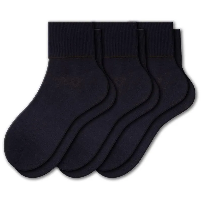 Women's 100% Combed Cotton Ankle Turn Cuff 3 Pair Pack