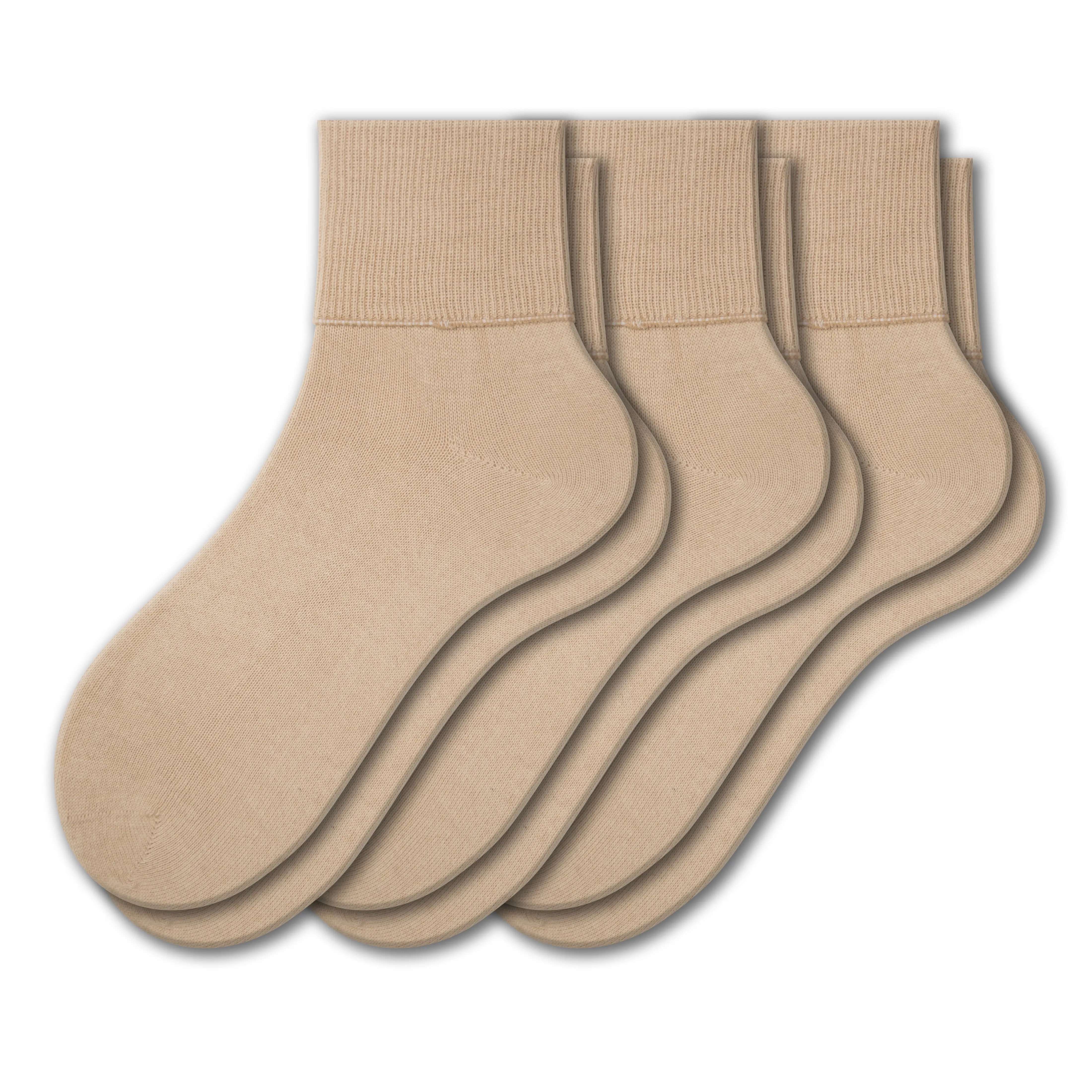Women's 100% Combed Cotton Ankle Turn Cuff 3 Pair Pack