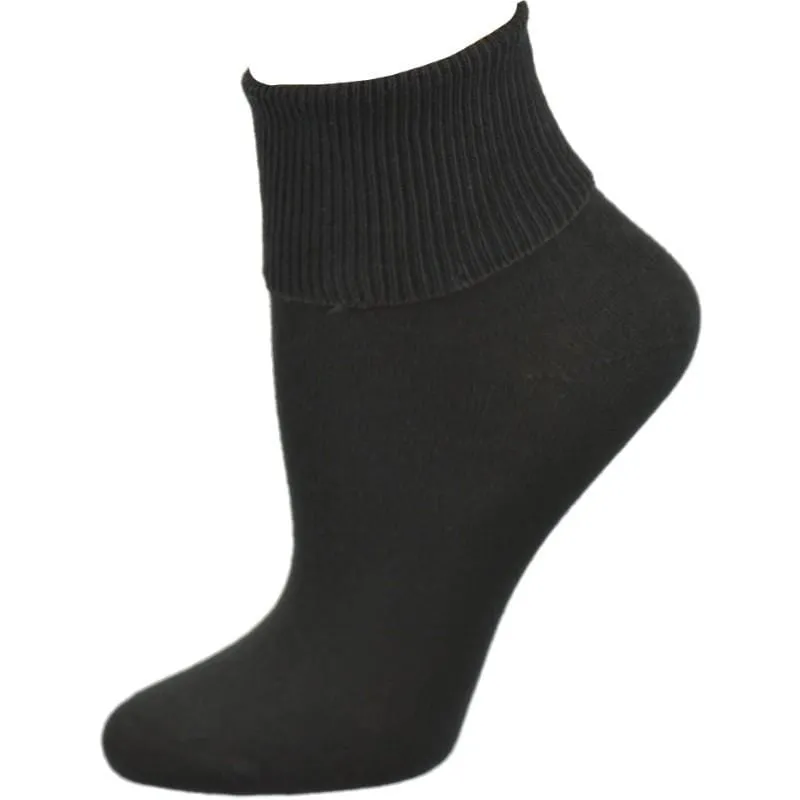 Women's 100% Combed Cotton Ankle Turn Cuff 3 Pair Pack