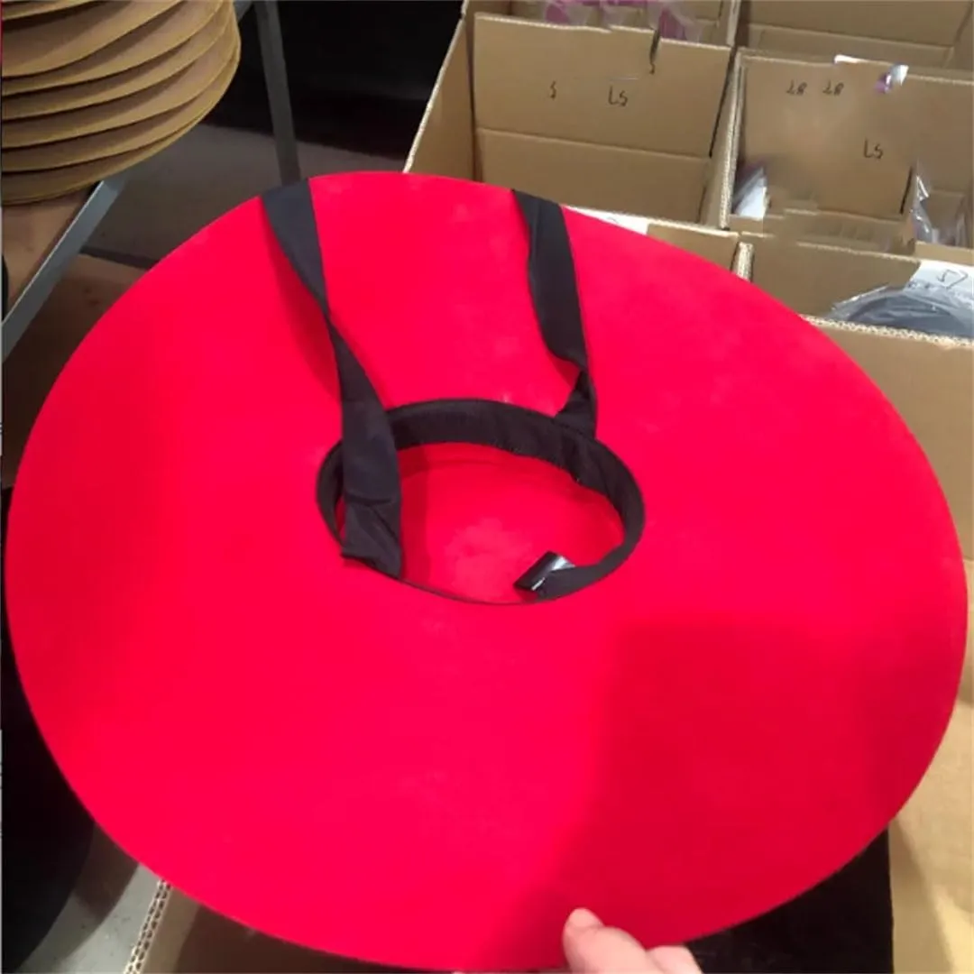 Women's Classic Wool Fedora Hat Large Brim Shallow Top Soft Casual Party Flat Top Hat