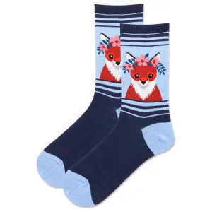 WOMEN'S FLOWER CROWN FOX CREW SOCK