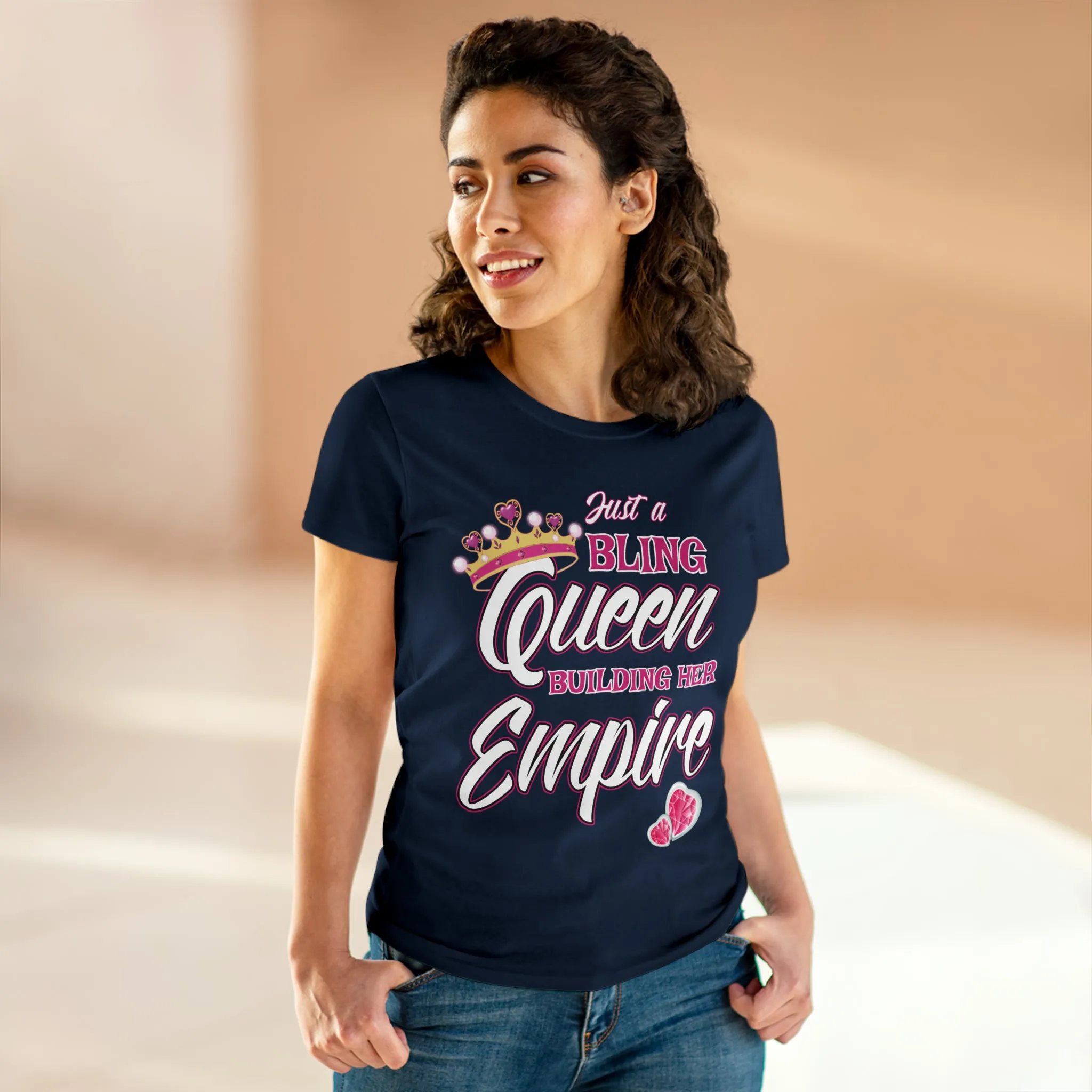 Women's Midweight Cotton Tee Queen Building her Empire
