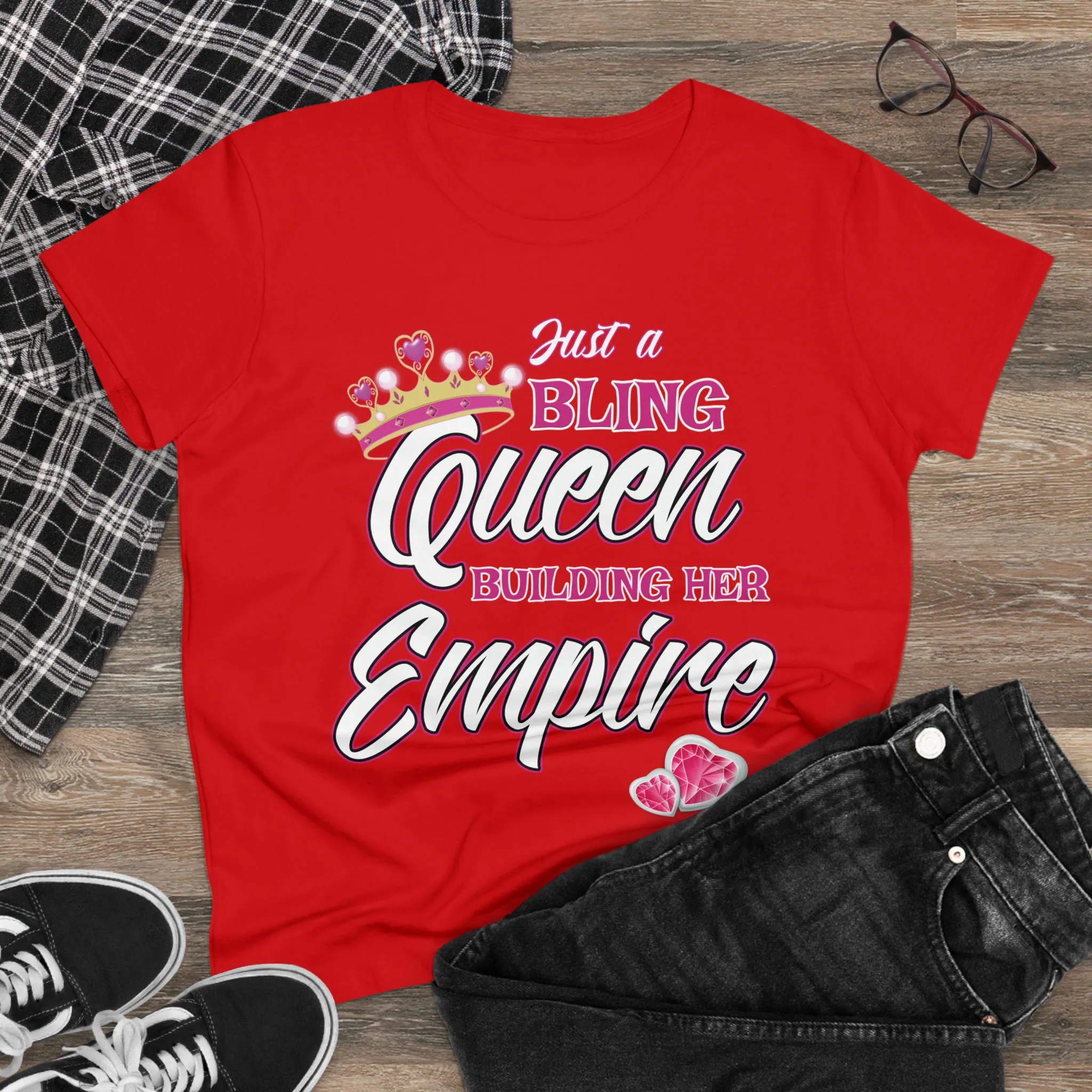 Women's Midweight Cotton Tee Queen Building her Empire