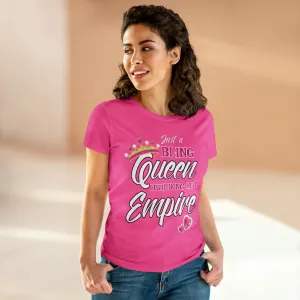 Women's Midweight Cotton Tee Queen Building her Empire
