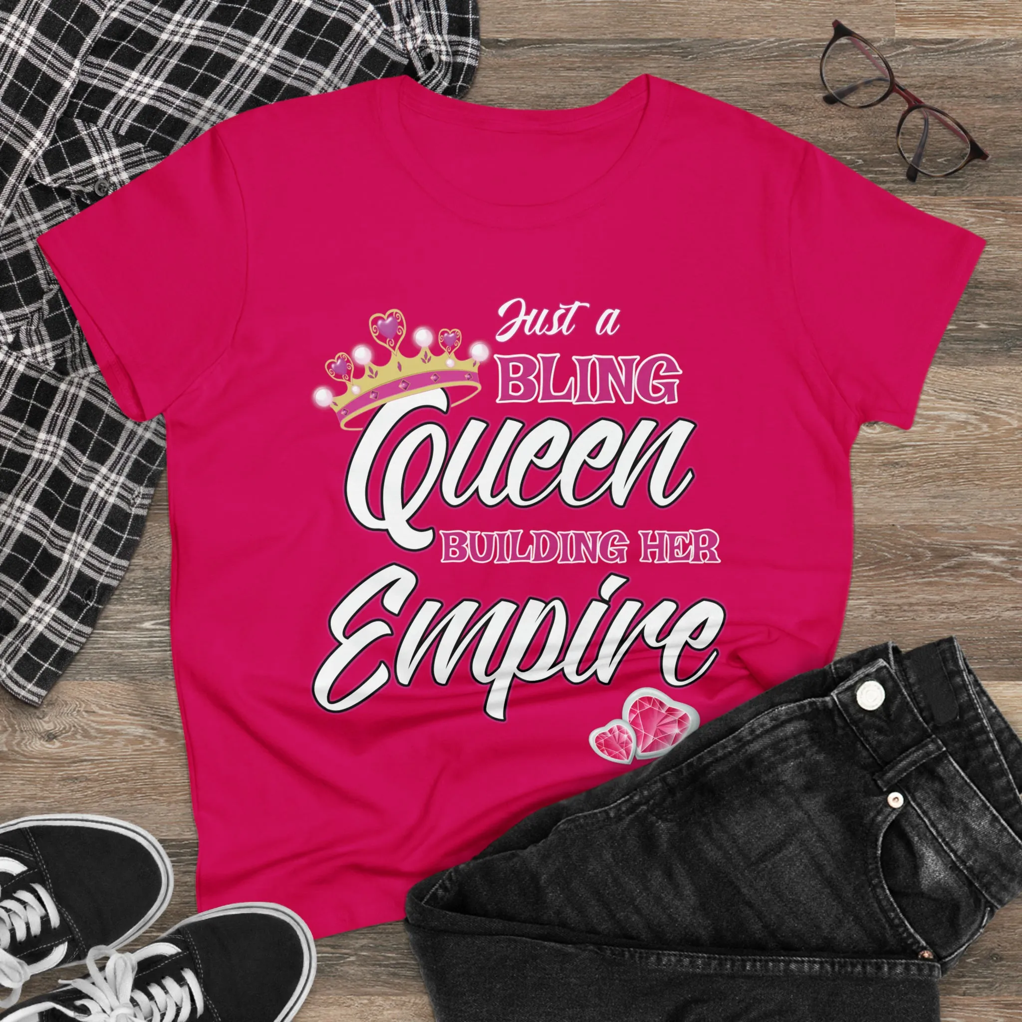 Women's Midweight Cotton Tee Queen Building her Empire