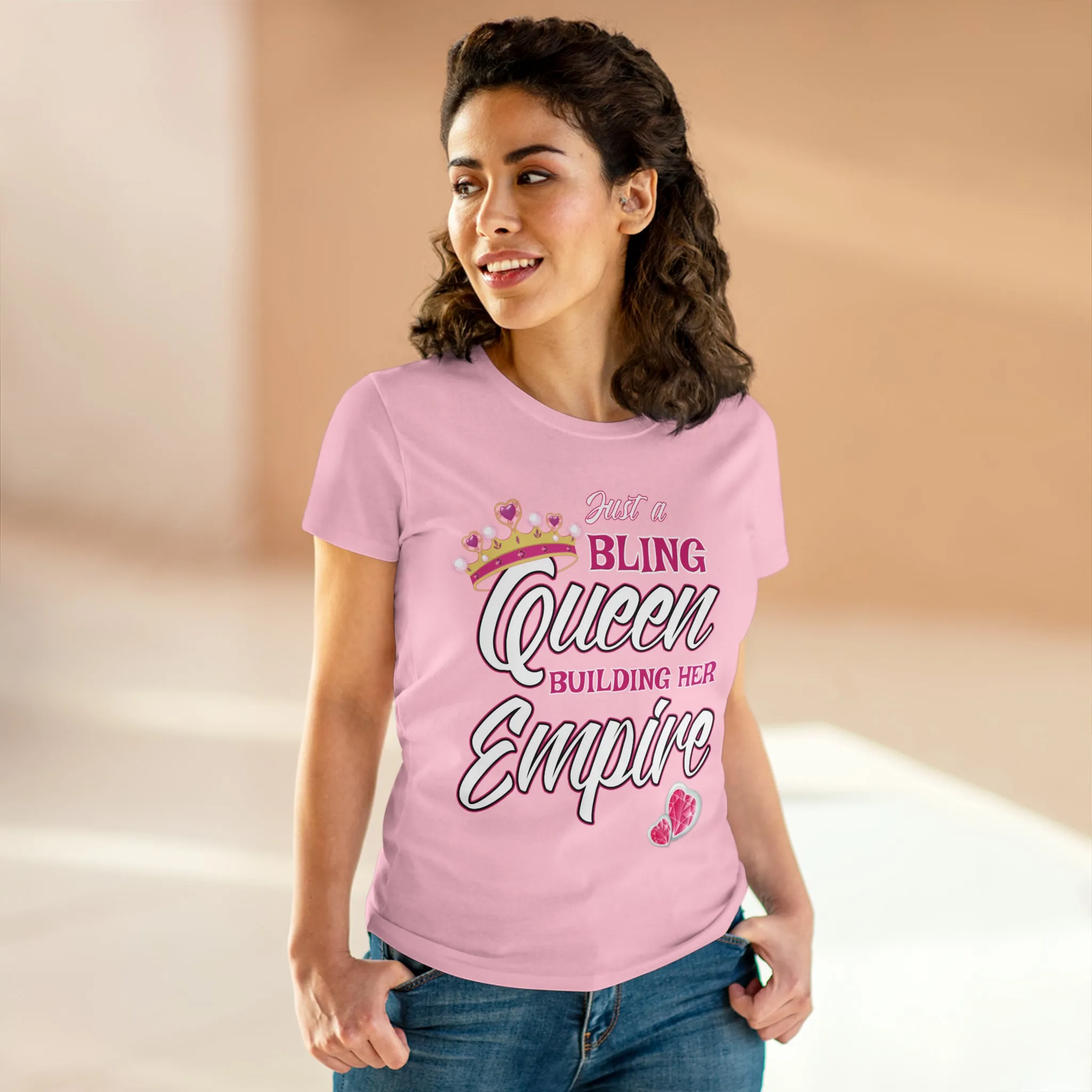 Women's Midweight Cotton Tee Queen Building her Empire