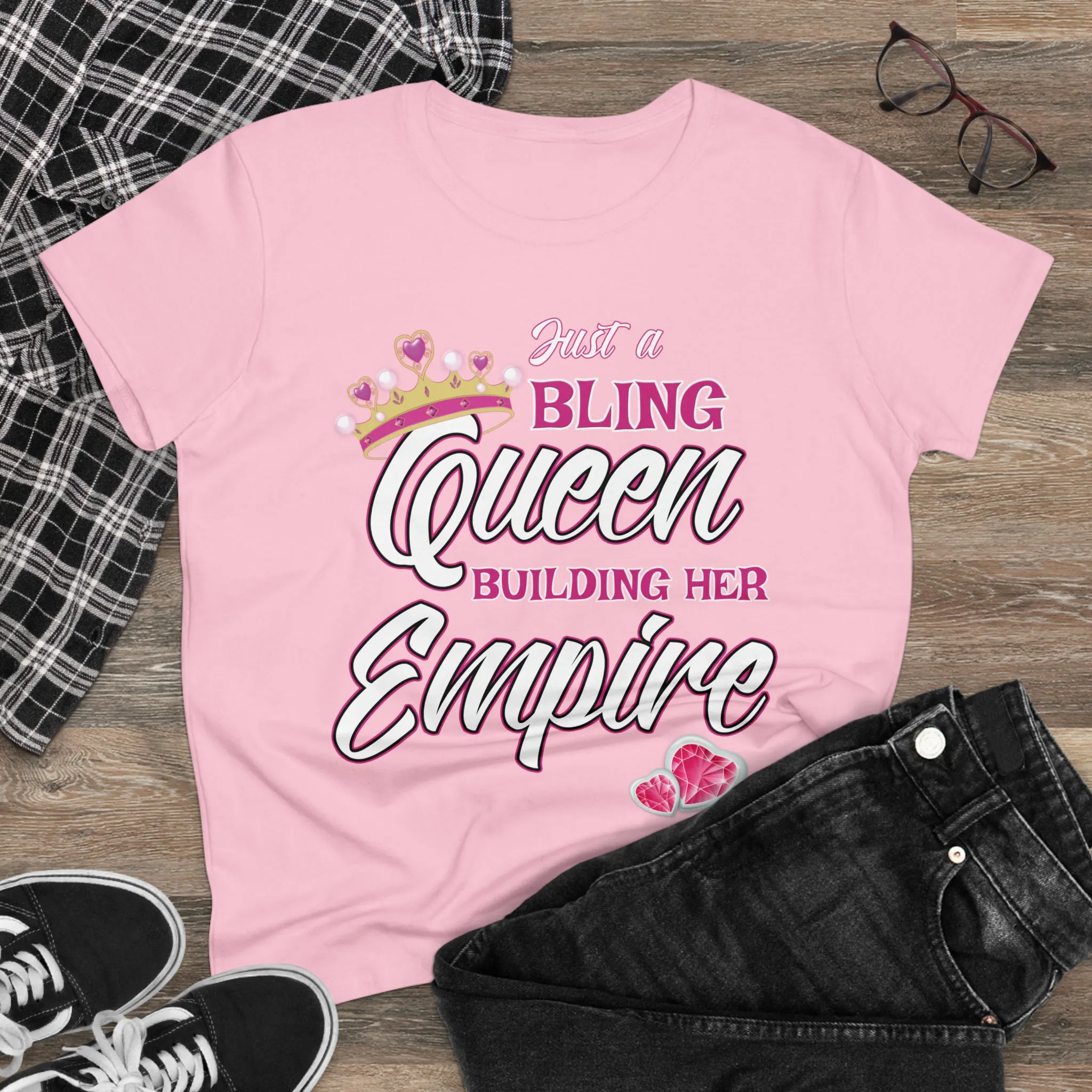 Women's Midweight Cotton Tee Queen Building her Empire