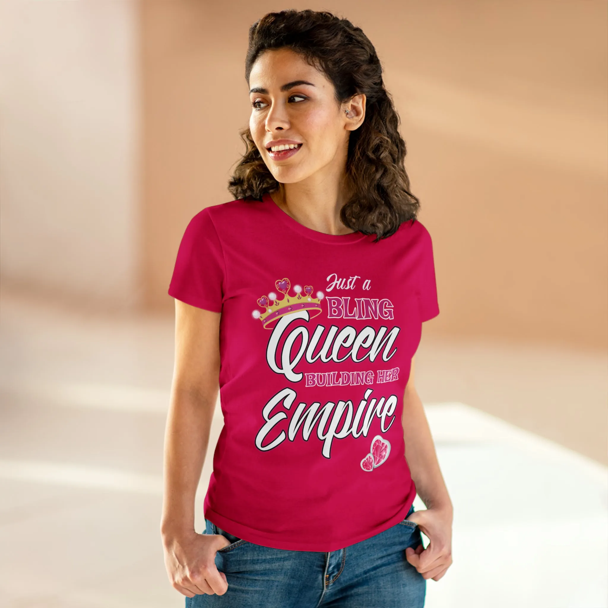 Women's Midweight Cotton Tee Queen Building her Empire