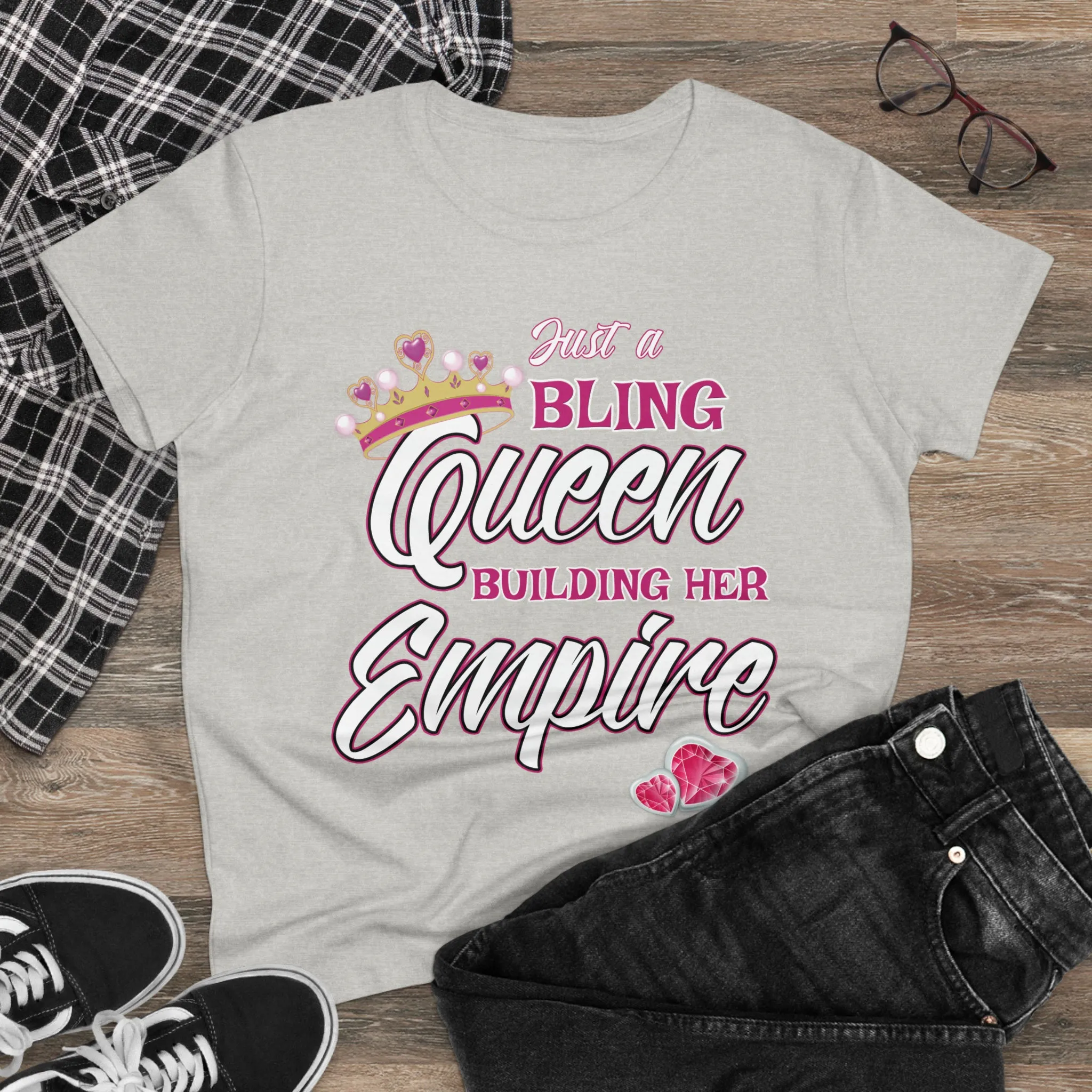 Women's Midweight Cotton Tee Queen Building her Empire