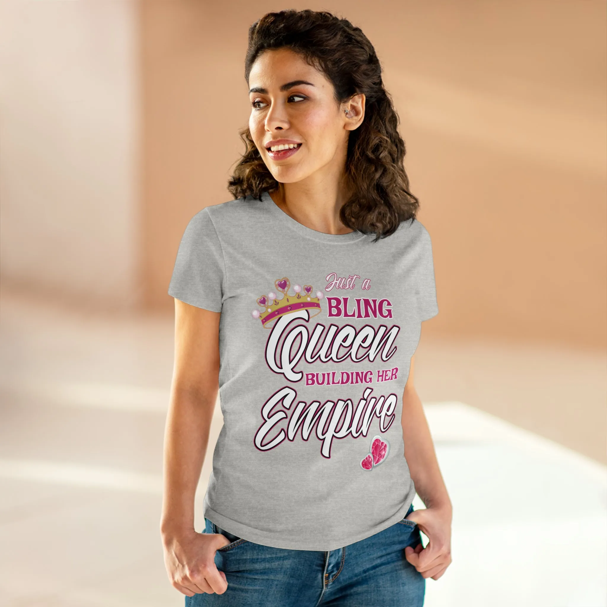 Women's Midweight Cotton Tee Queen Building her Empire
