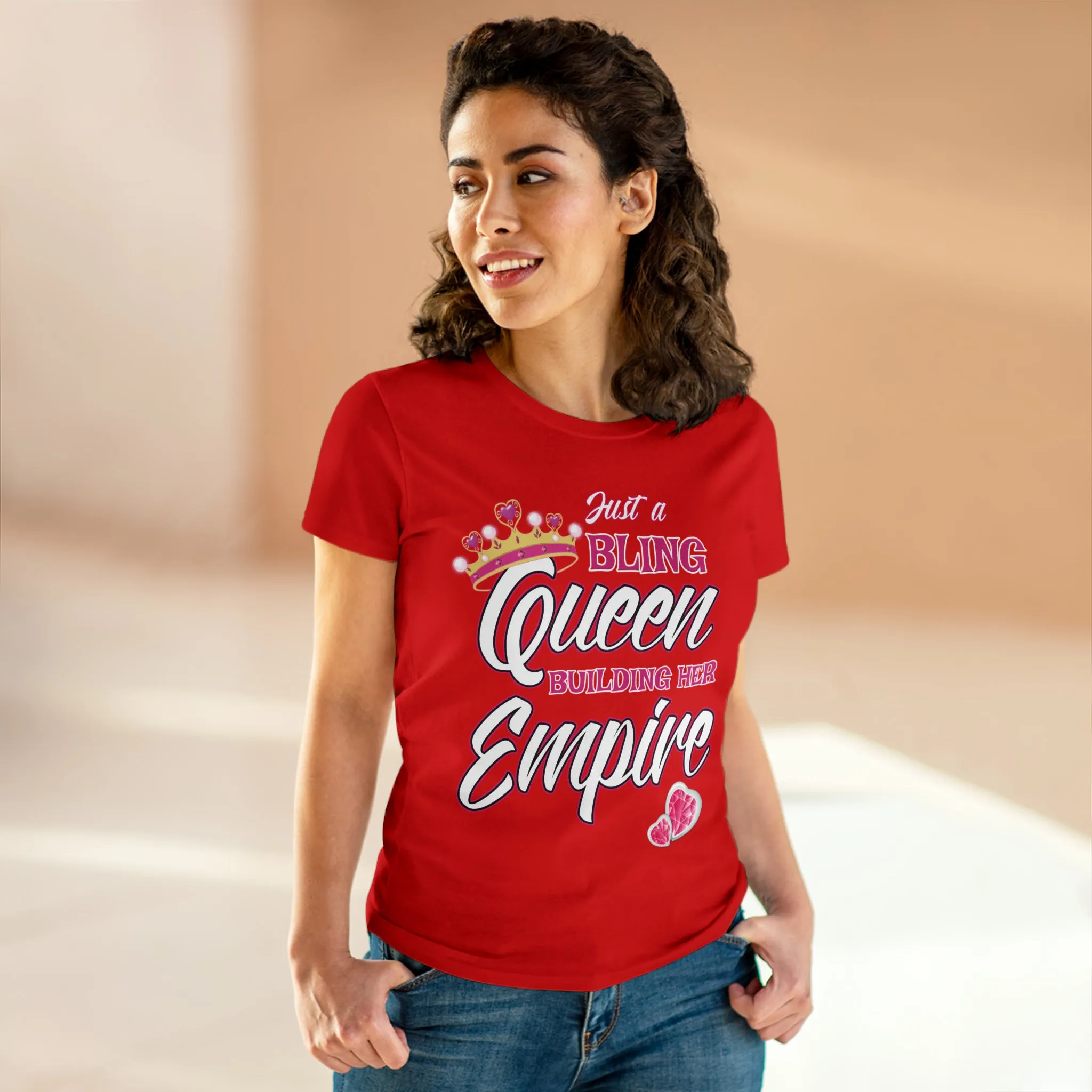 Women's Midweight Cotton Tee Queen Building her Empire