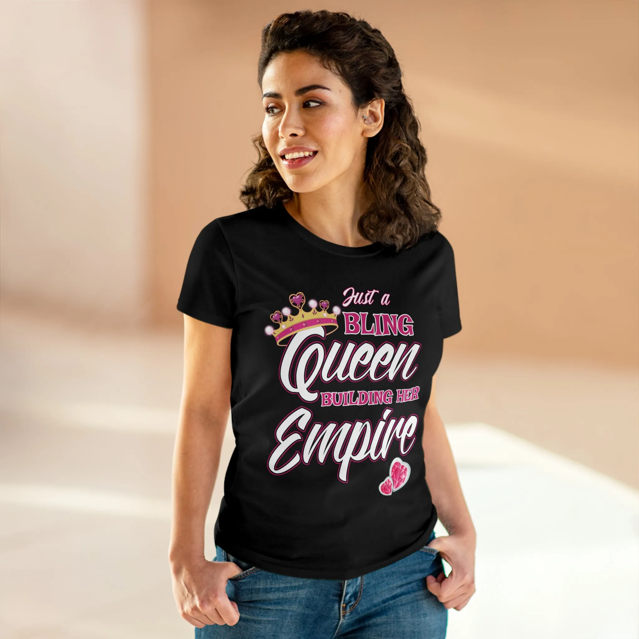 Women's Midweight Cotton Tee Queen Building her Empire
