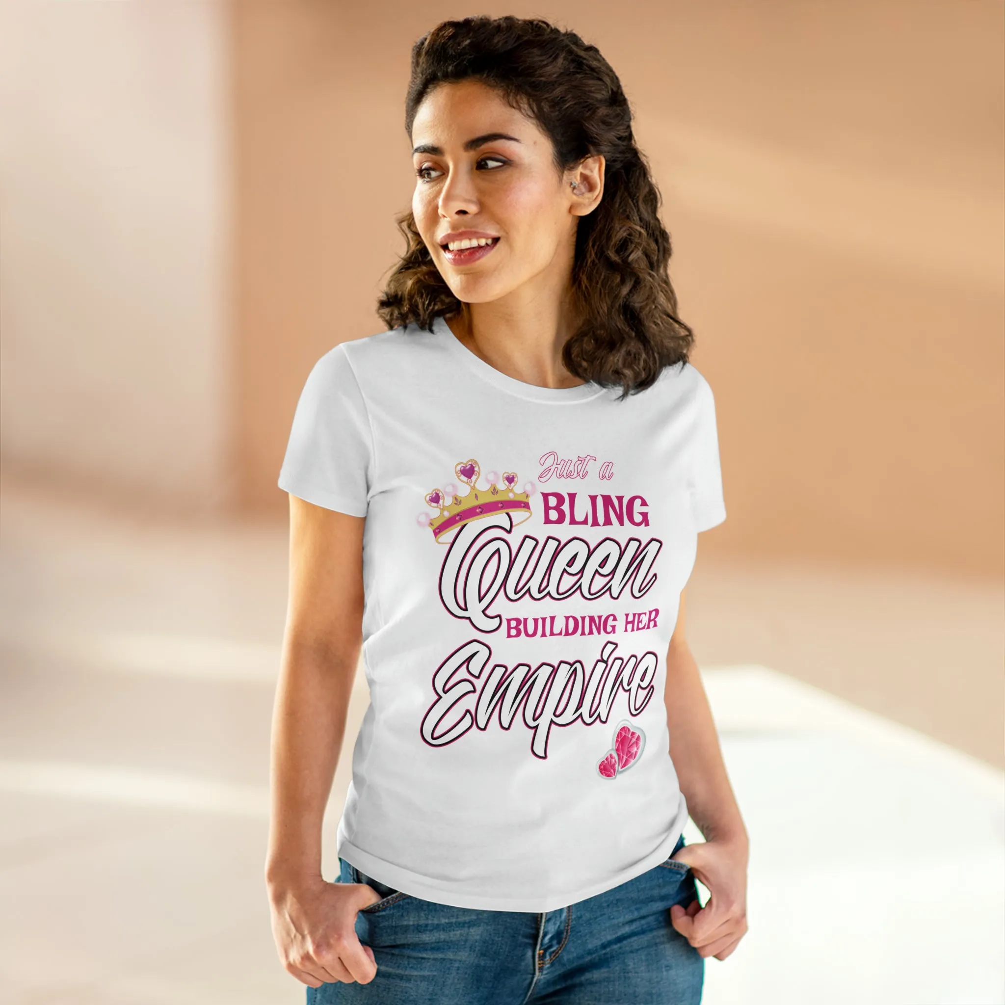 Women's Midweight Cotton Tee Queen Building her Empire