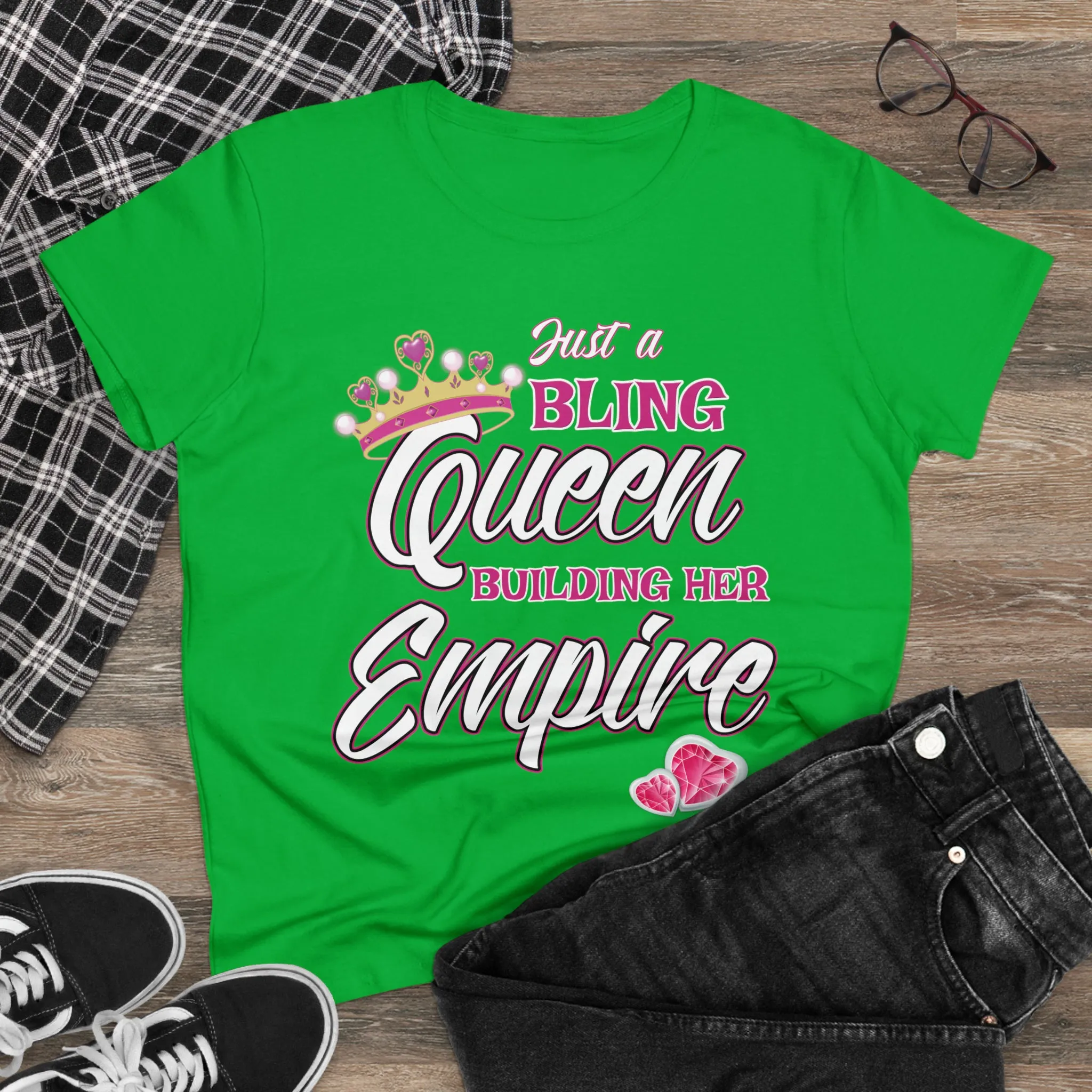 Women's Midweight Cotton Tee Queen Building her Empire