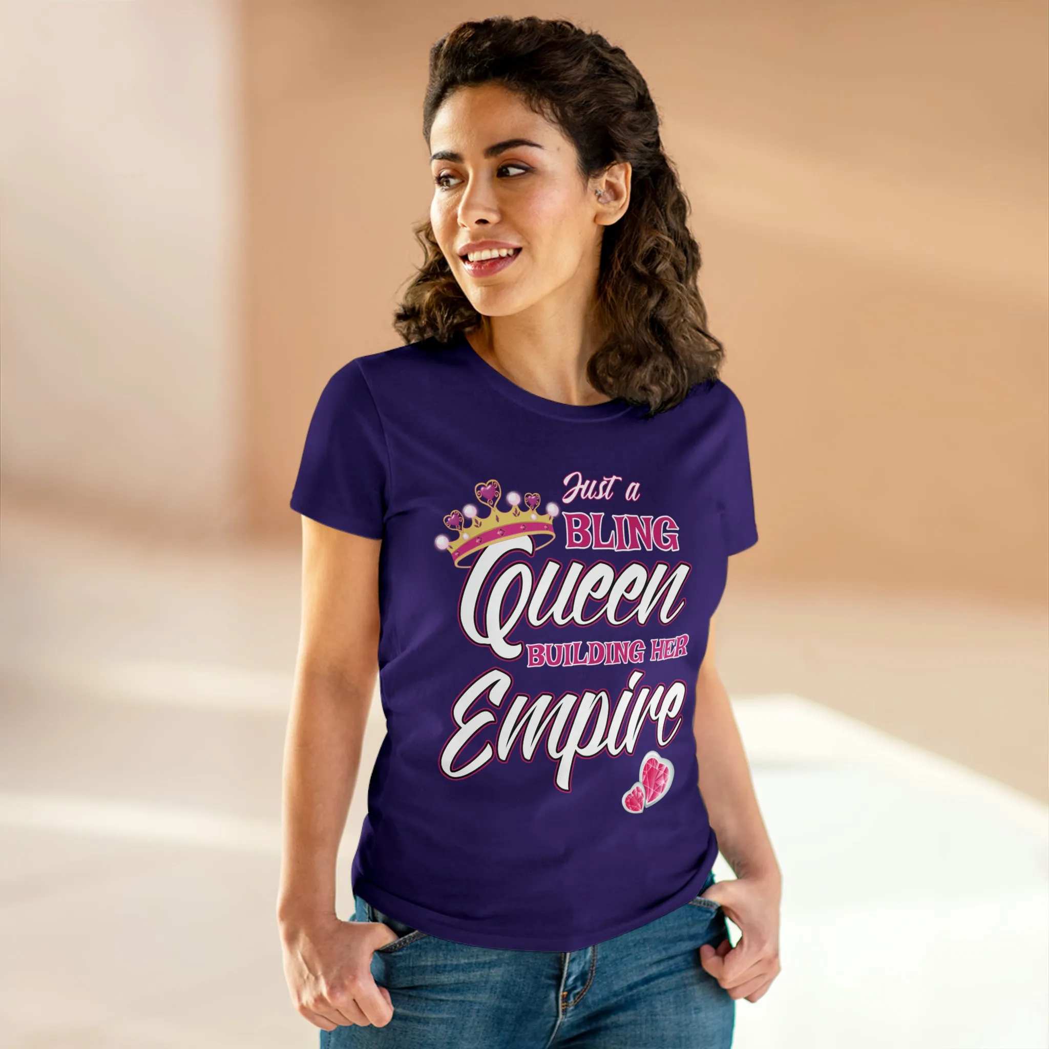 Women's Midweight Cotton Tee Queen Building her Empire