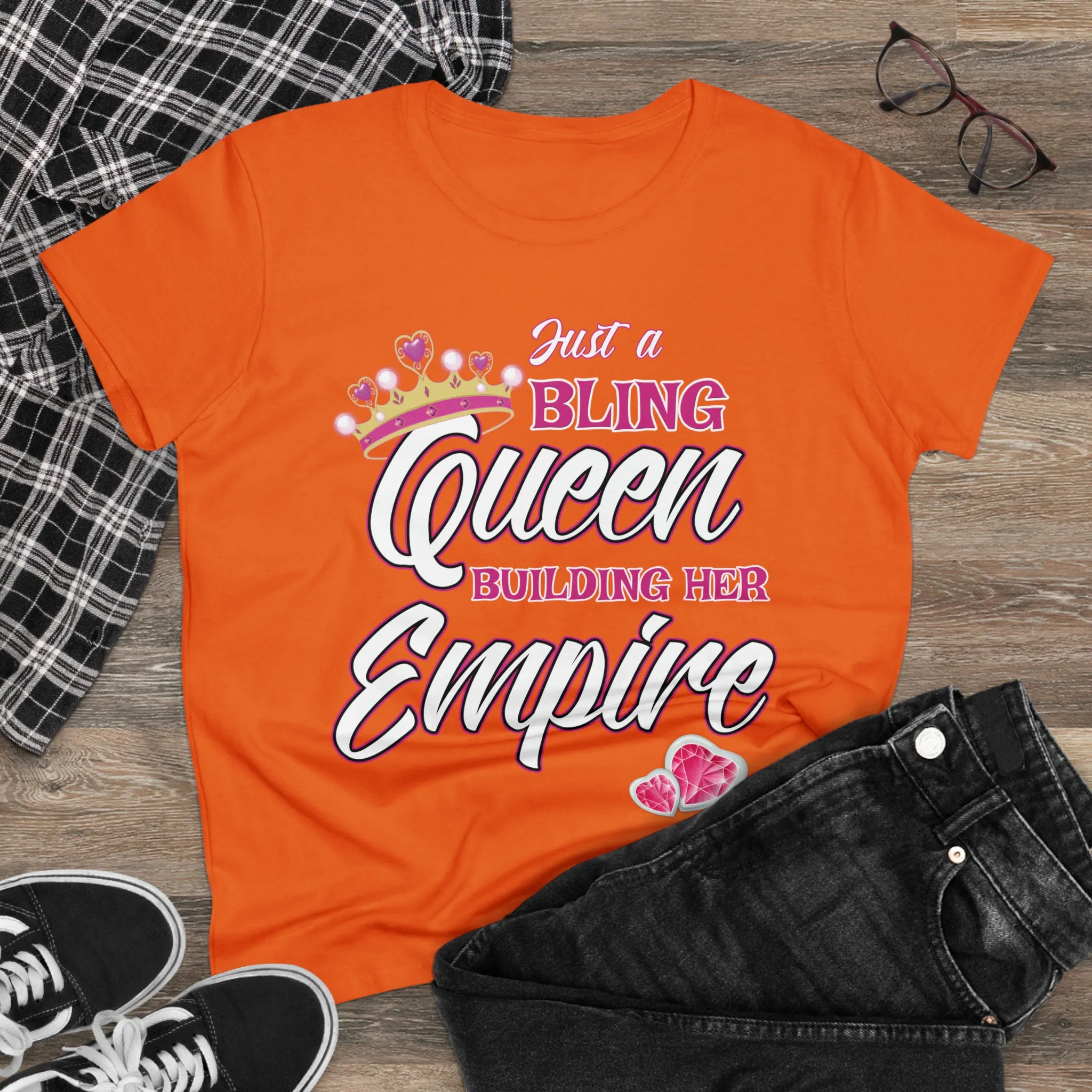 Women's Midweight Cotton Tee Queen Building her Empire