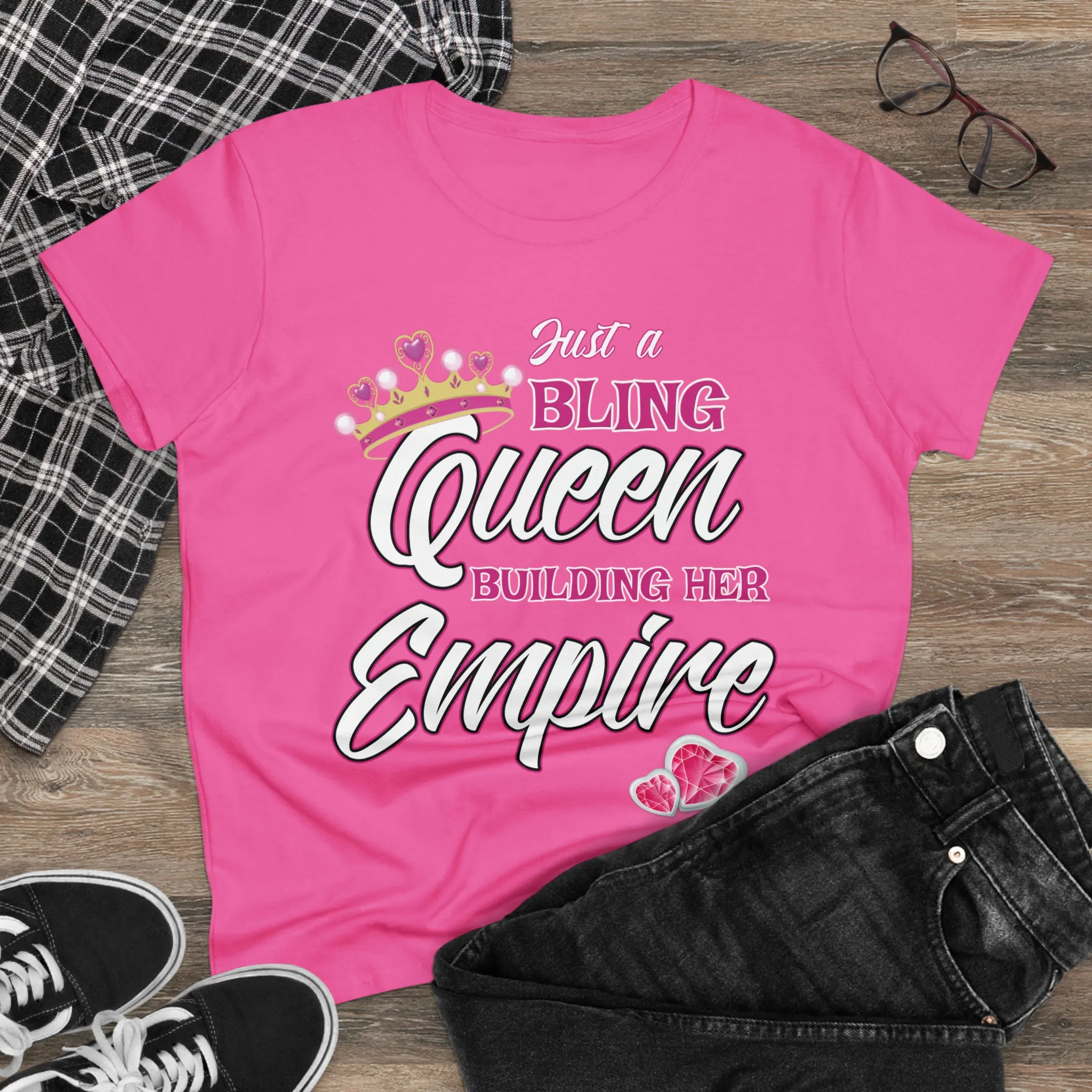 Women's Midweight Cotton Tee Queen Building her Empire