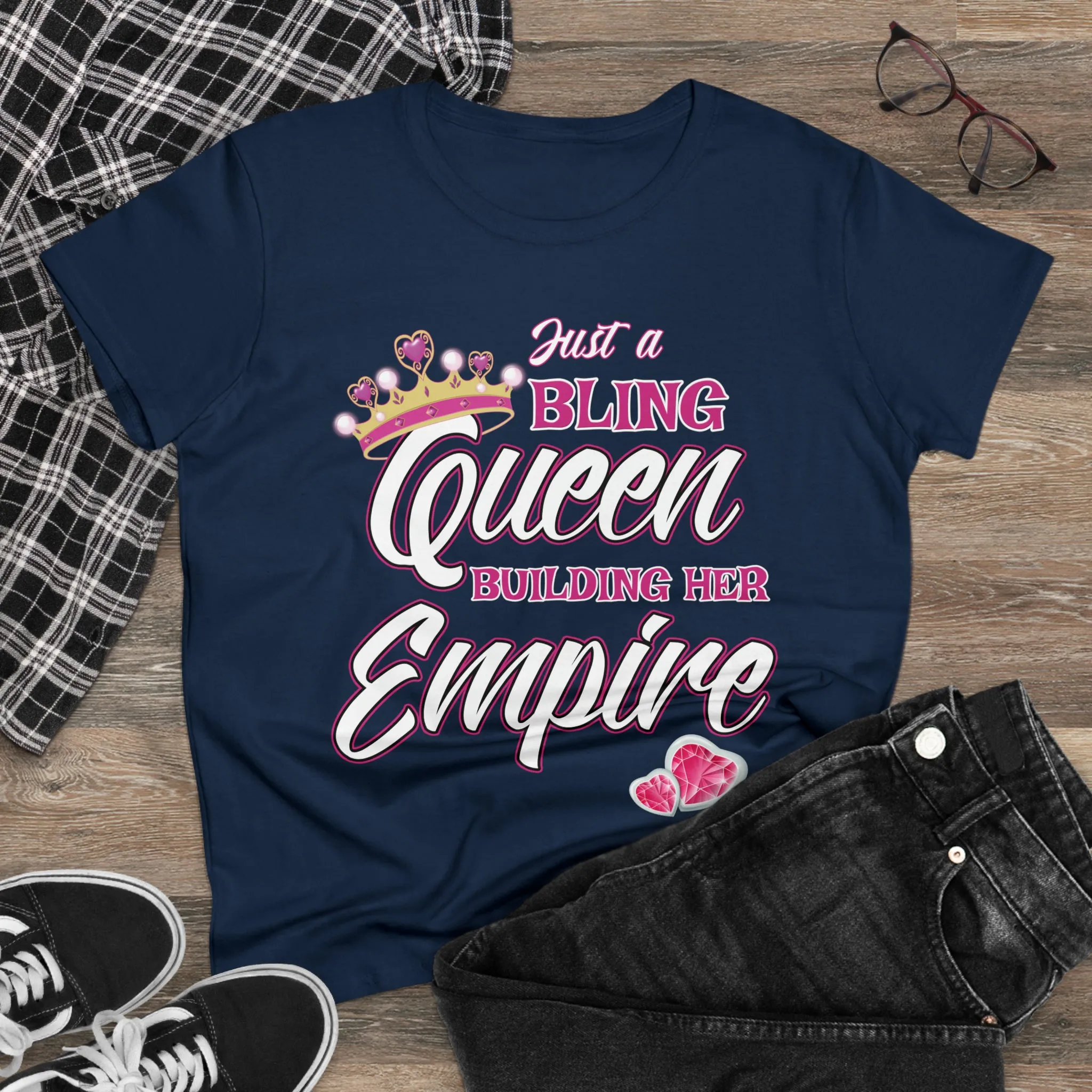 Women's Midweight Cotton Tee Queen Building her Empire