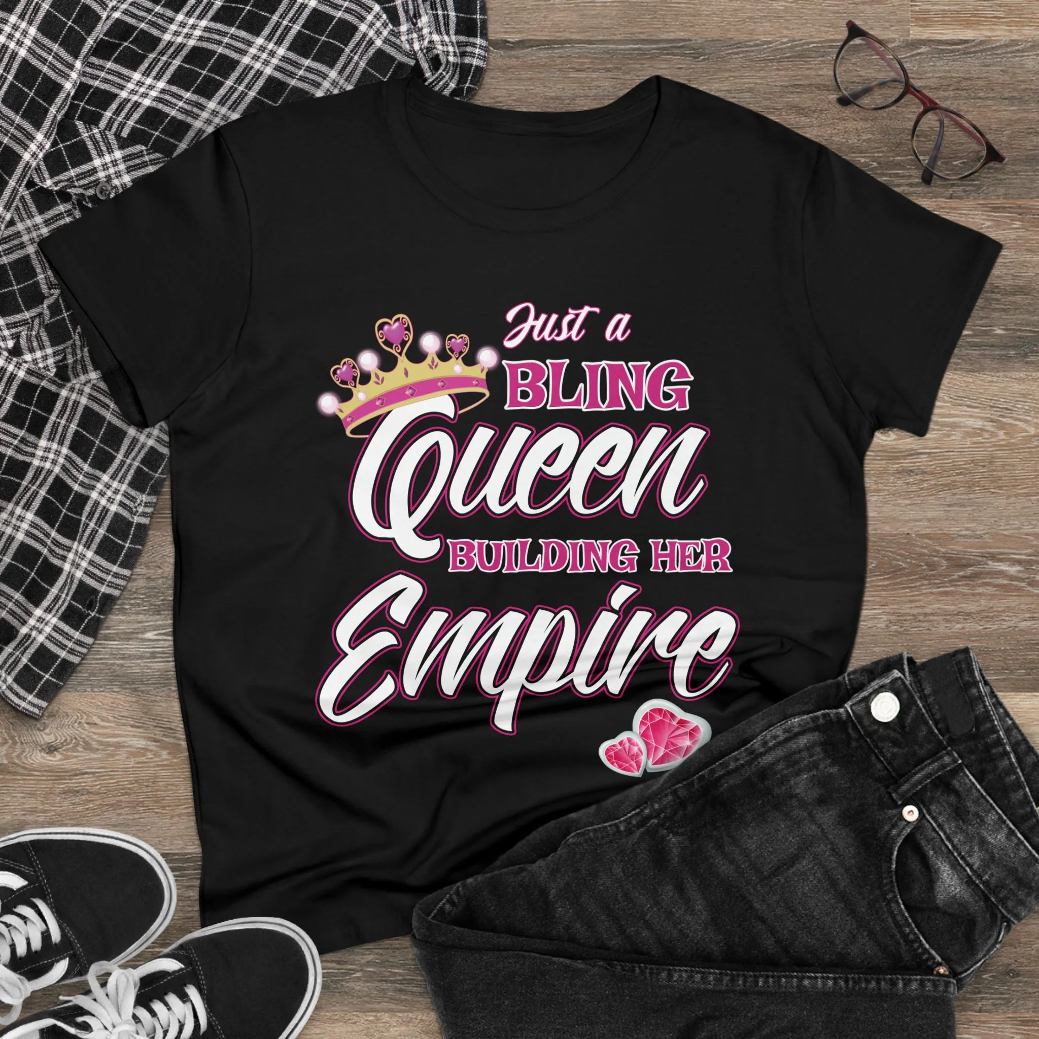 Women's Midweight Cotton Tee Queen Building her Empire
