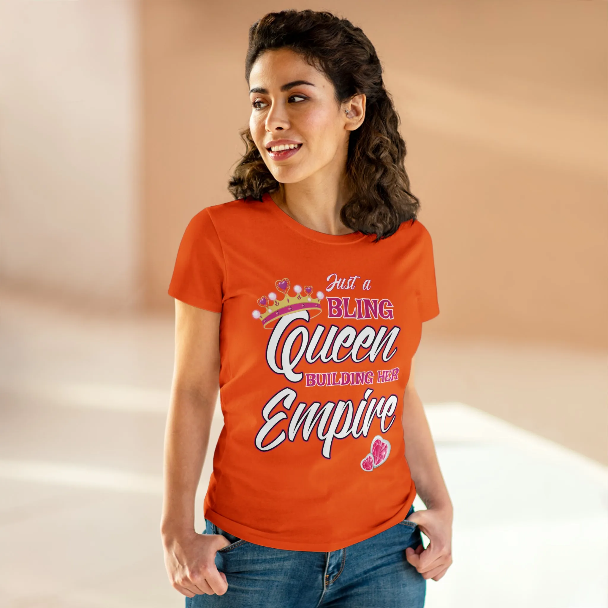 Women's Midweight Cotton Tee Queen Building her Empire