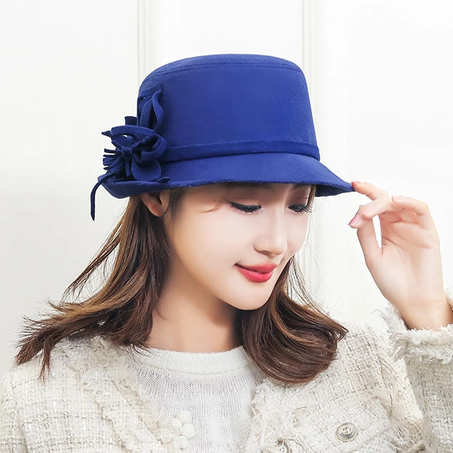 Women's Vintage Bucket Hat Floral Fedora Church Hat Bowler Hats