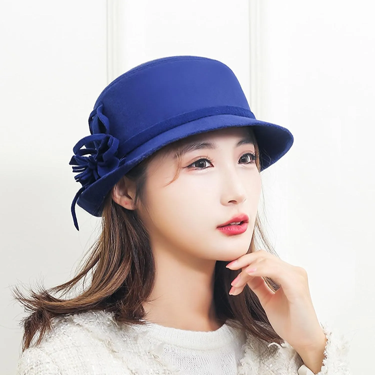 Women's Vintage Bucket Hat Floral Fedora Church Hat Bowler Hats