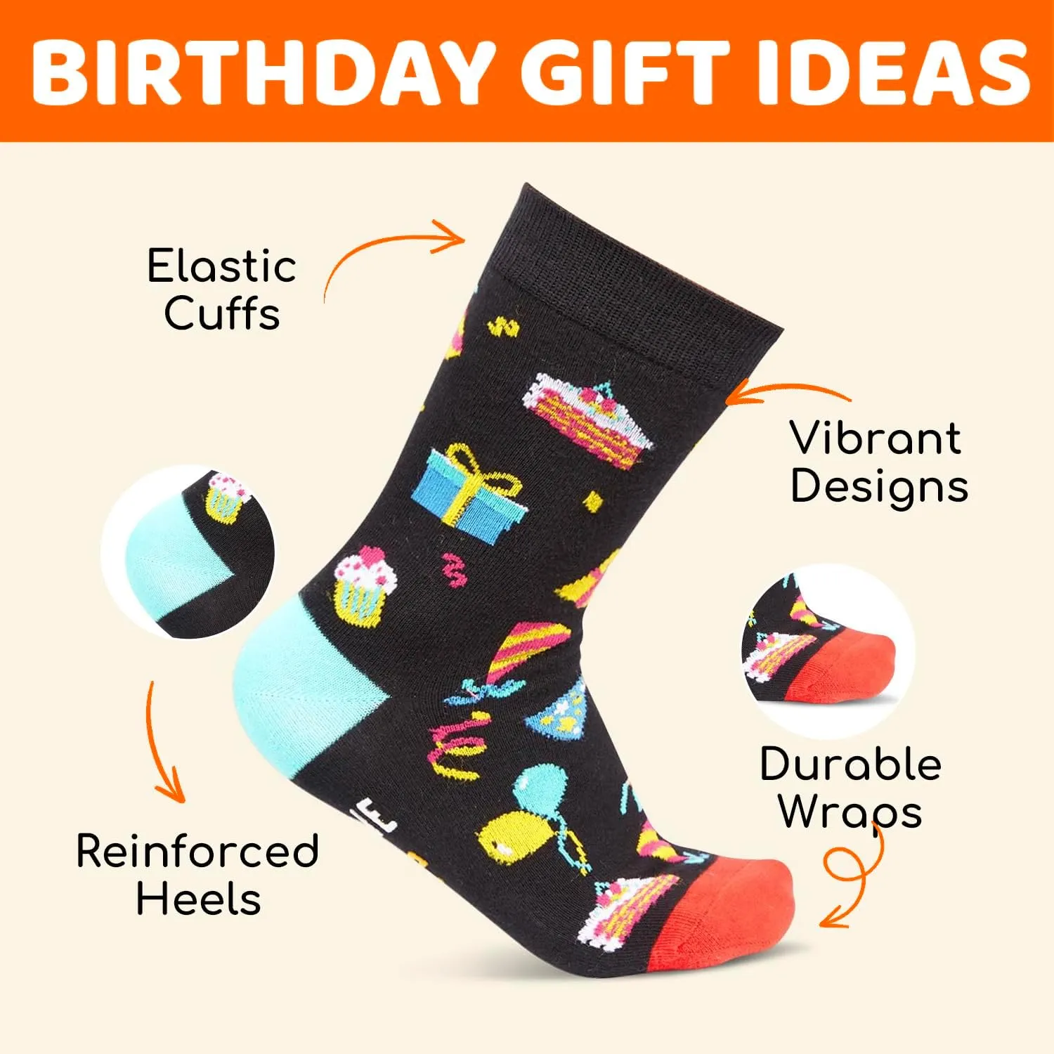 Zmart 3-12 Birthday Gifts for Boys Girls - Socks for Kids Age 3-12, 3-12 Year Old Boy Gift Ideas, Black