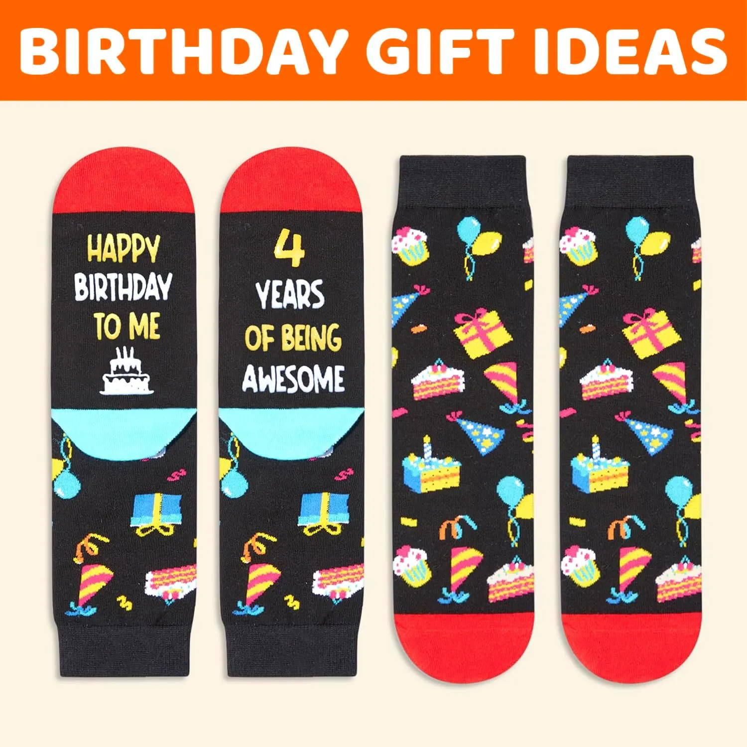 Zmart 3-12 Birthday Gifts for Boys Girls - Socks for Kids Age 3-12, 3-12 Year Old Boy Gift Ideas, Black