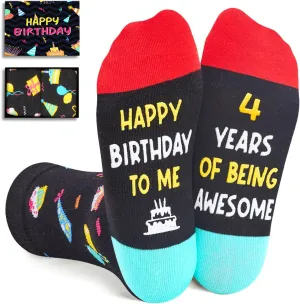 Zmart 3-12 Birthday Gifts for Boys Girls - Socks for Kids Age 3-12, 3-12 Year Old Boy Gift Ideas, Black
