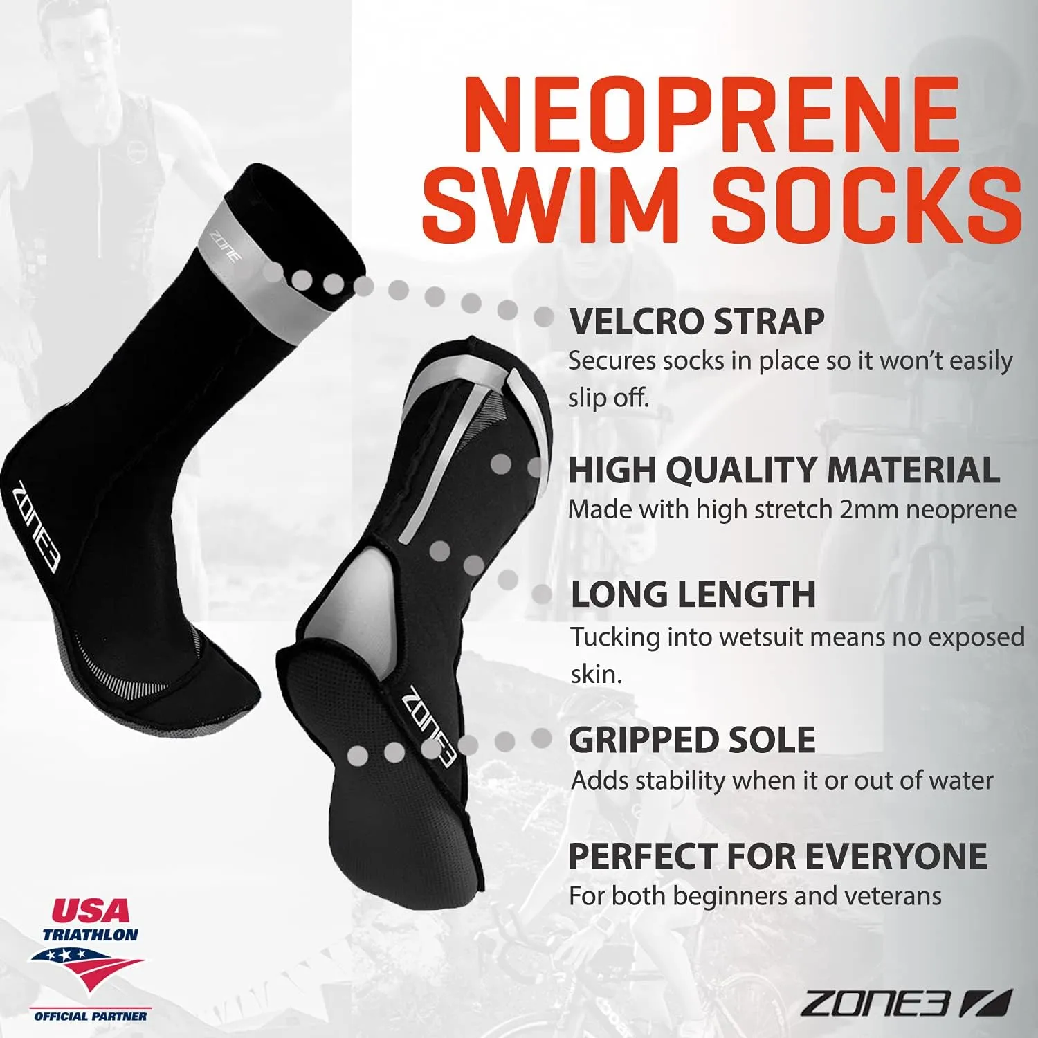 Zone3 Neoprene Swim Socks- Thermal Socks for Swimming/Diving/Fishing/SUP/Surfing